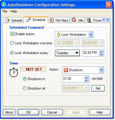 AutoShutdown 5.0 software screenshot