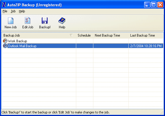AutoZIP Backup 1.0 software screenshot