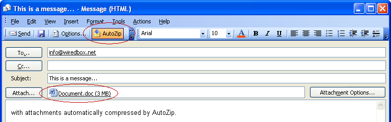 AutoZip for Outlook 2.2 software screenshot