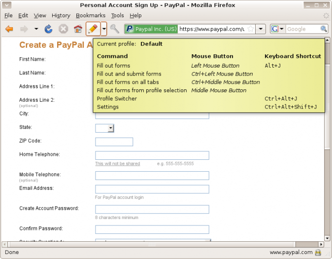 Autofill Forms 1.1.0.1 software screenshot