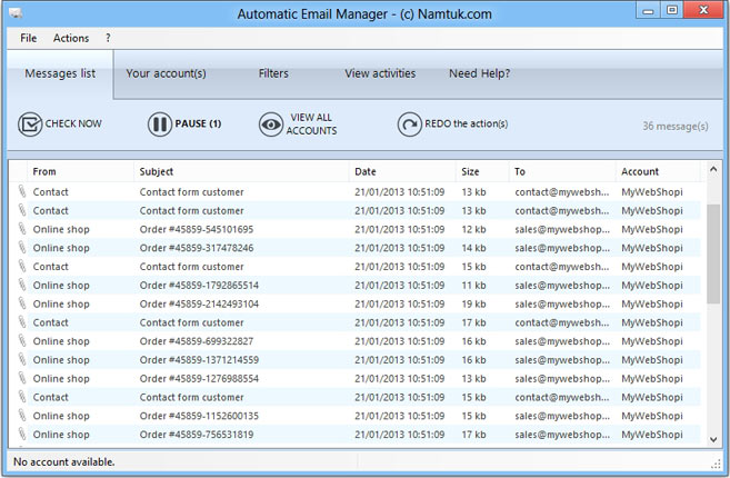 Automatic Email Manager 5.17.5444.16609 software screenshot