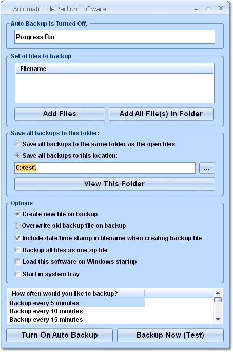 Automatic File Backup Software 7.0 software screenshot