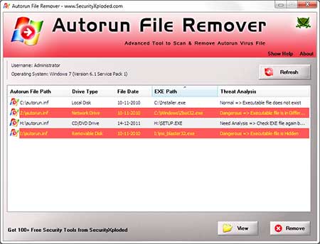 Autorun File Remover 5.0 software screenshot