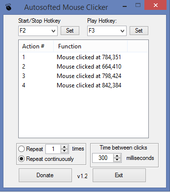 Autosofted Mouse Clicker 1.6 software screenshot