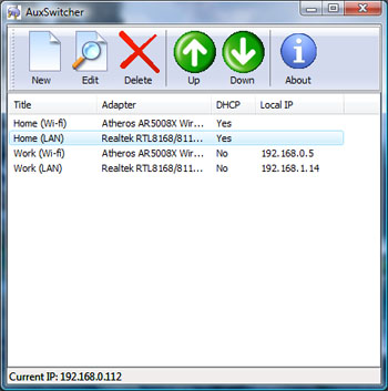 AuxSwitcher 1.1 software screenshot