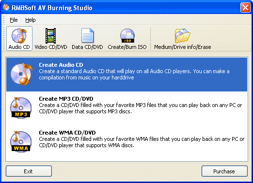 Av Burning Studio 1.1 software screenshot