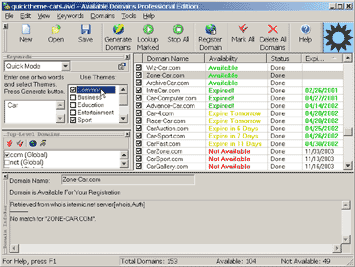 Available Domains Professional Edition 4.1.3 software screenshot