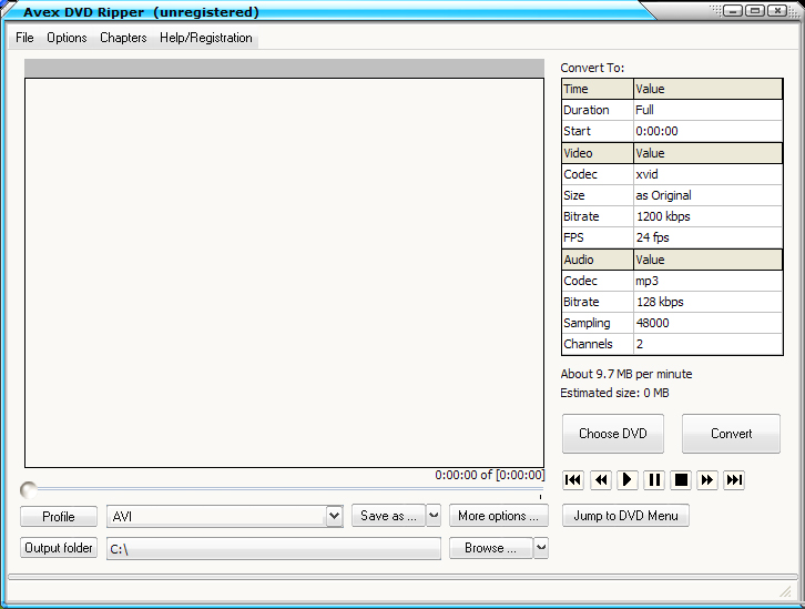 Avex DVD Ripper 4.0 software screenshot