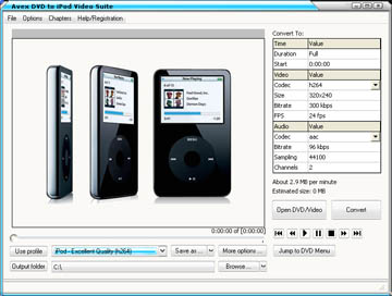 Avex DVD to iPod Video Suite Platinum 7.1.2 software screenshot
