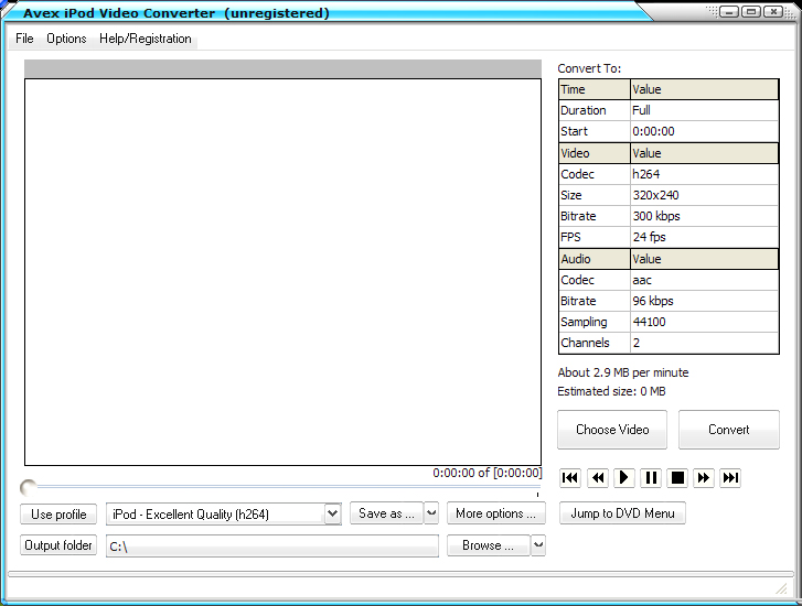 Avex iPod Video Converter 4.0 software screenshot