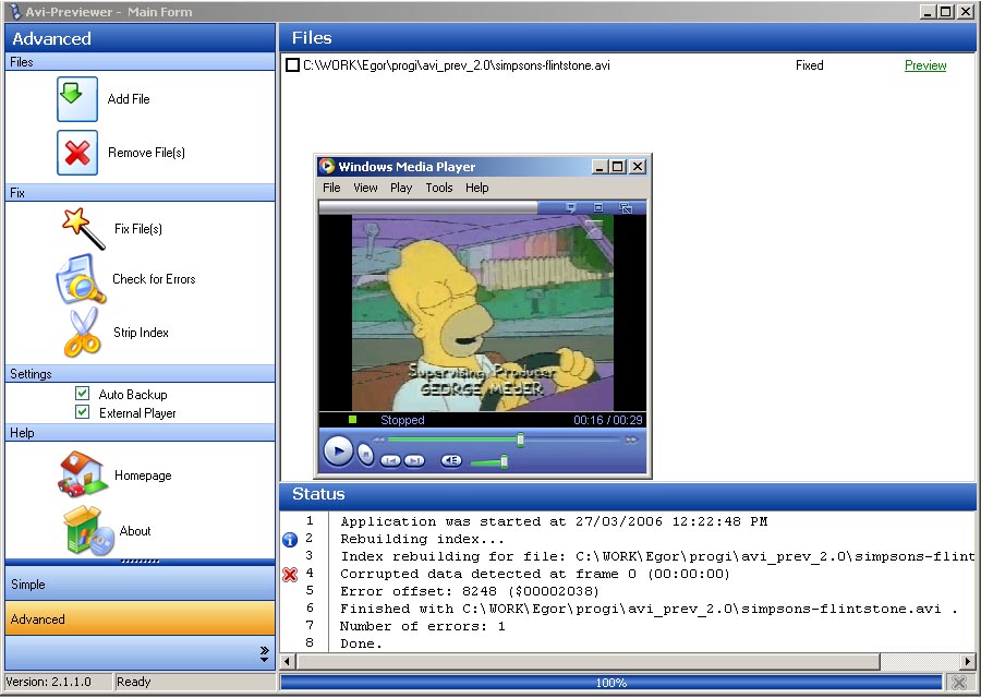 Avi Previewer 2.31 software screenshot