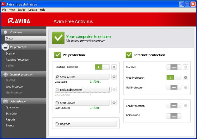 Avira AntiVir Per- Free Antivirussonal  12.0.0.1167 software screenshot