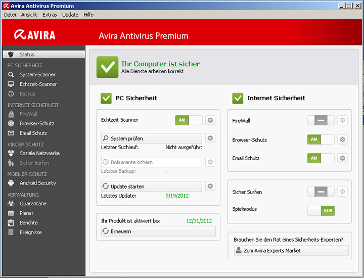 Avira Antivirus Pro 15.0.27.34 software screenshot