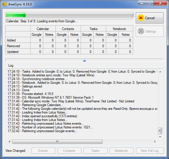 AweSync 6.5.0 software screenshot