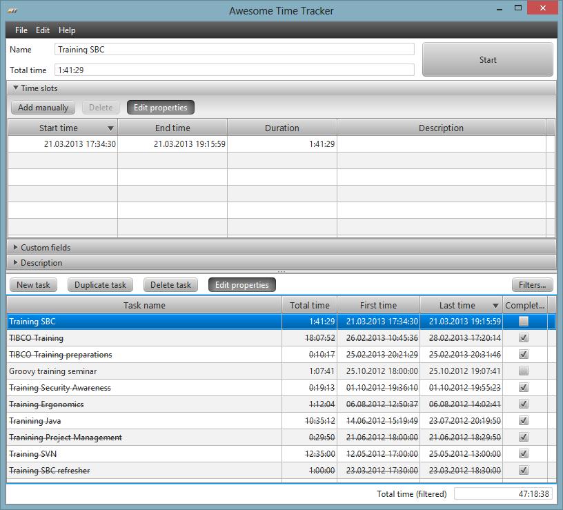 Awesome Time Tracker 1.1 Alpha software screenshot