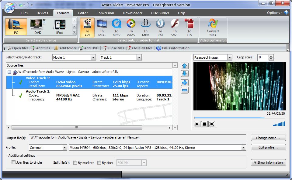 Axara Video Converter Pro 4.5.3.954 software screenshot
