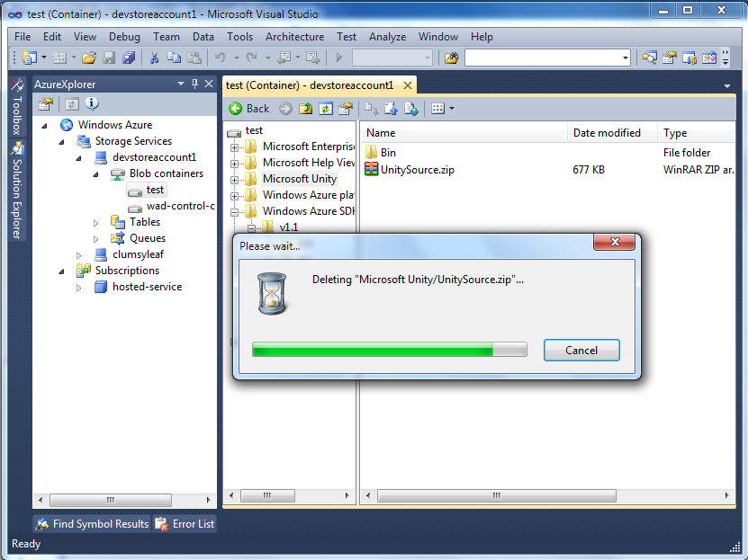 AzureXplorer for Visual Studio 1.3.8 software screenshot