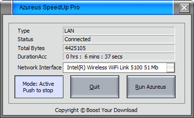 Azureus SpeedUp Pro 3.9.0 software screenshot