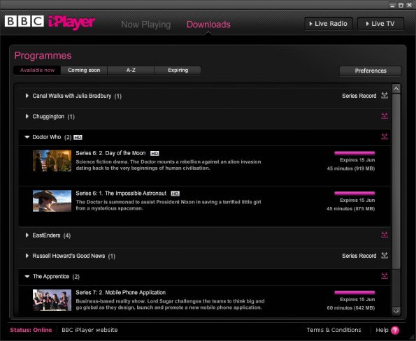 BBC iPlayer Downloads 1.14.2 software screenshot