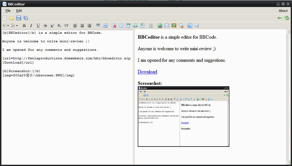 BBCeditor 1.1.35.0 software screenshot