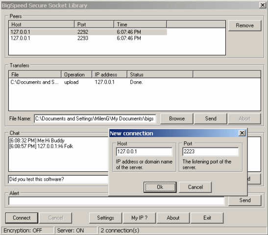 BIGSPEED Secure Socket Library 3.0 software screenshot