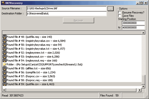 #BKFRecovery 2.0 software screenshot
