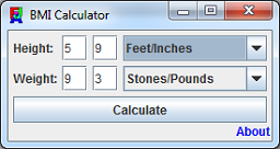 BMI Calculator FreeJava 0.9 software screenshot
