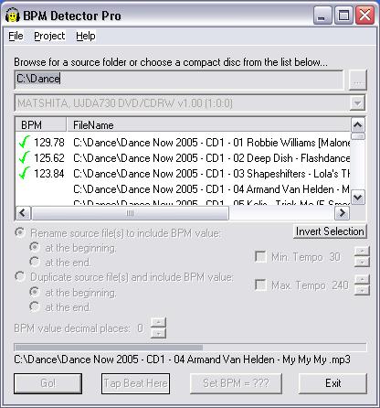 BPM DETECTOR PRO V1.02 software screenshot