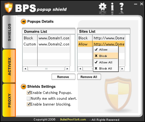 BPS Popup Shield 5.0.0.2 software screenshot