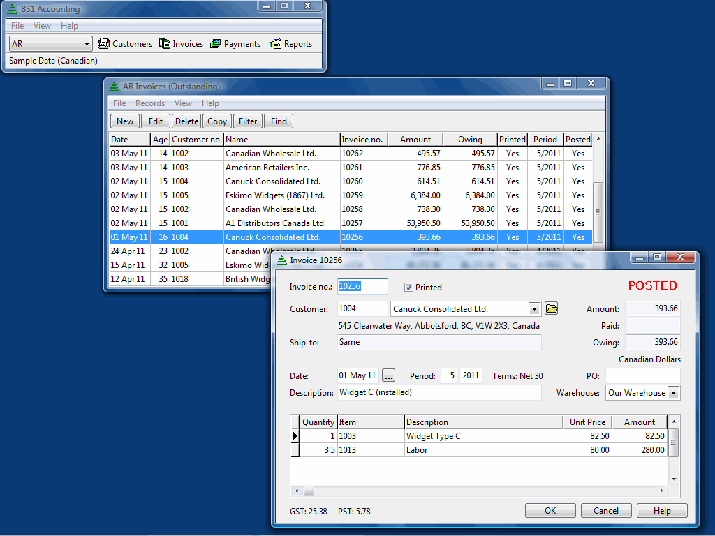 BS1 Accounting 2016.8 software screenshot