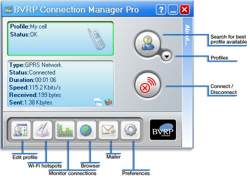 BVRP Connection Manager Pro 1.0 software screenshot