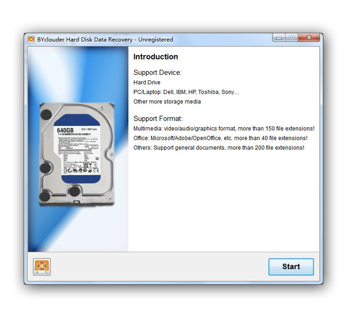 BYclouder Hard Disk Data Recovery 6.8.0.0 software screenshot