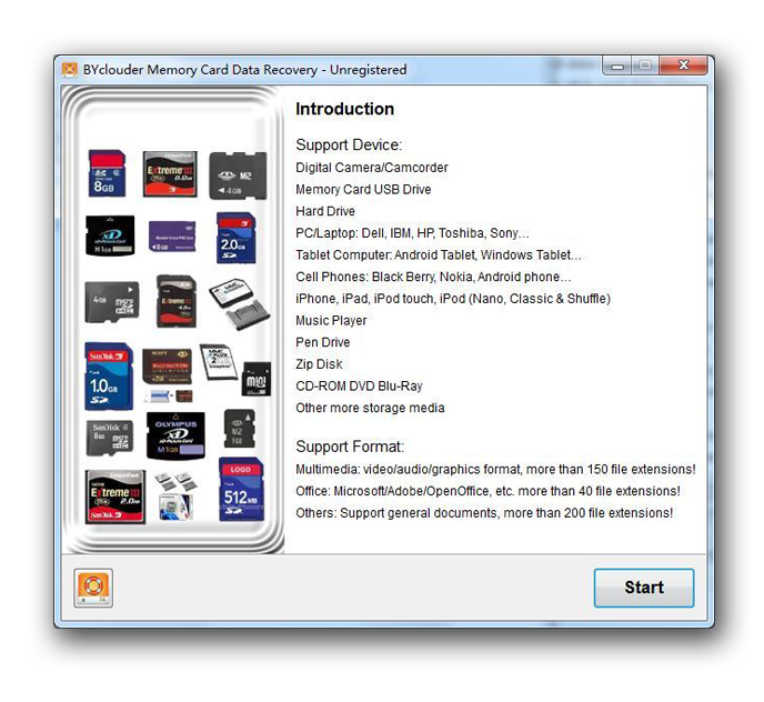 BYclouder Memory Card Data Recovery 6.8.0.0 software screenshot