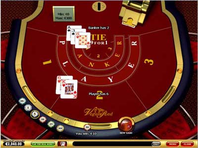 Baccarat Vegas Red 2.0 software screenshot