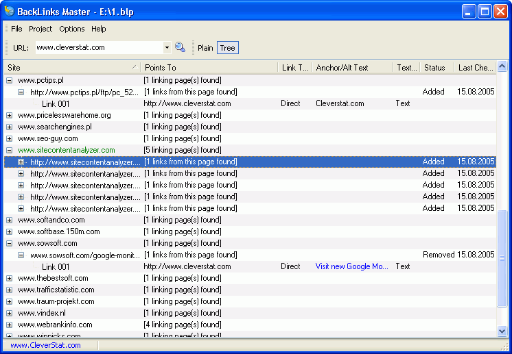 BackLinks Master 1.5 software screenshot