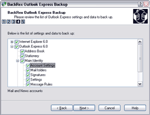 BackRex Outlook Express Backup 2.8.0.172 software screenshot