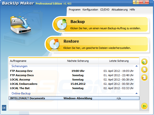 BackUp Maker Standard Edition 7.201 software screenshot