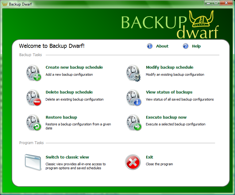 Backup Dwarf 2.51 software screenshot