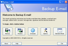 Backup E-mail 1.0 software screenshot