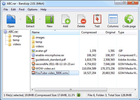 Bandizip Portable 6.07.22925 software screenshot