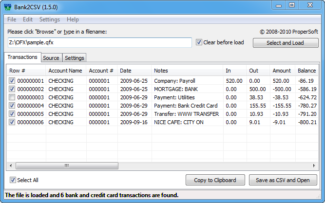 Bank2CSV Pro 2.2.1.9 software screenshot