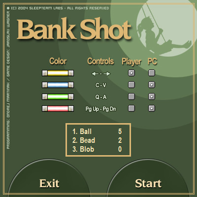 BankShot 1.1 software screenshot