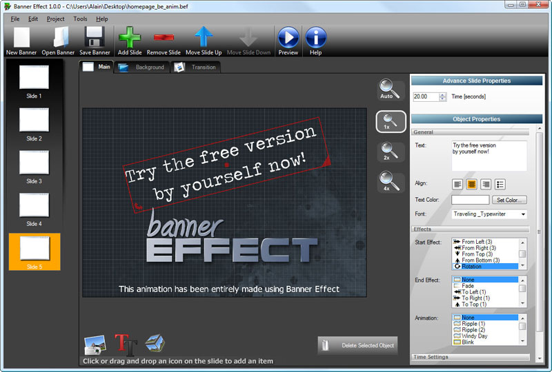 Banner Effect 1.4.3 software screenshot