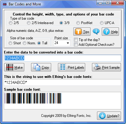 Bar Codes and More 7.2 software screenshot