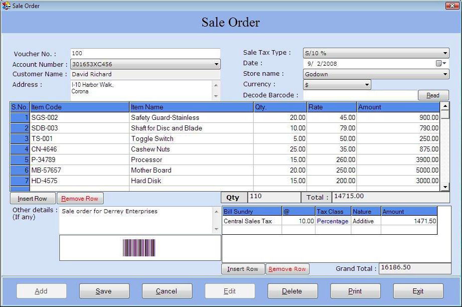 Barcode Accounting 3.0.1.5 software screenshot