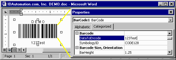 Barcode Add-in for Microsoft Office 1.3 software screenshot
