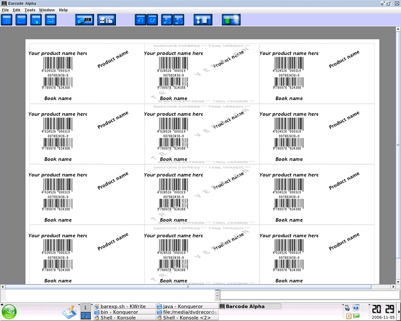 Barcode Alpha for Linux 1.1 software screenshot