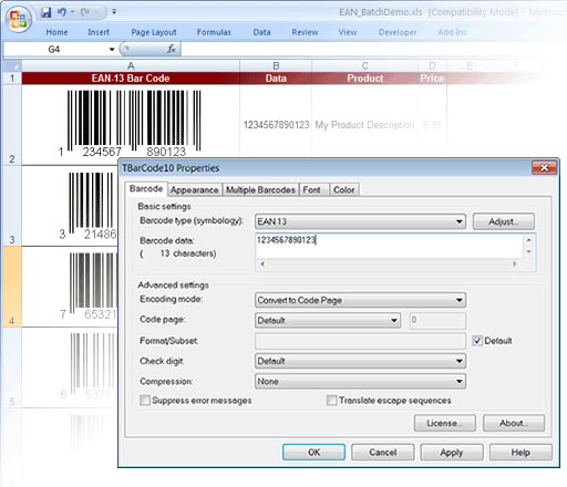 Barcode Generator ActiveX/OCX TBarCode 11.2.2.14837 software screenshot