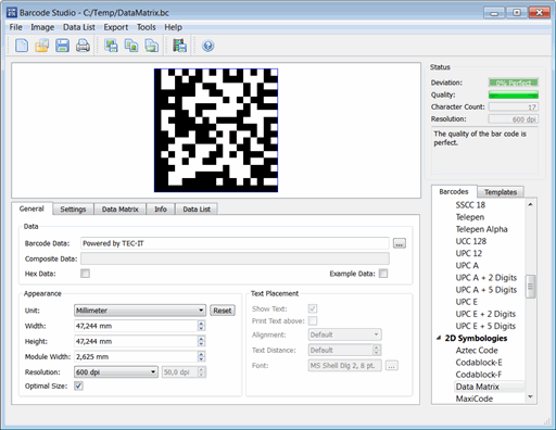 Barcode Studio 14.0.0.17843 software screenshot