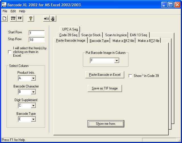Barcode XL 1.70 software screenshot